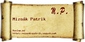 Mizsák Patrik névjegykártya