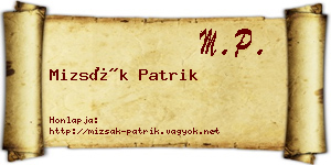 Mizsák Patrik névjegykártya